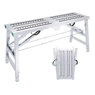 Imagem de Escada de aço dobrável multiuso de altura ajustável para pintura de limpeza de teto e lavagem de carro andaime portátil com 5 alturas 160 cm