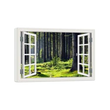 Imagem de Vista da Janela Paisagem Pintura em Tela-Tree Meadow-Impressão Lona Arte Parede Natural-Decoração Sala Estar 50x70cm Tela Embrulhada