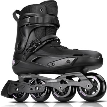 Imagem de Patins profissionais em linha para mulheres e homens, lâminas COSMOID Roller Blades adulto masculino feminino, tamanho 5-12, lâminas de patins fitness profissionais para unissex (preto,
