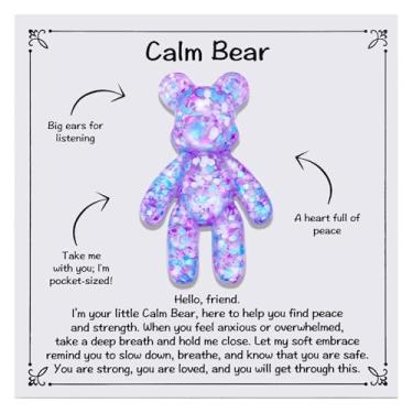 Imagem de Kvekstio Presente de urso calmo, presentes de abraço de urso de resina de bolso para ansiedade, alívio de estresse, relaxamento, presentes de abraço de ursos confortáveis para amigos ansiosos, família
