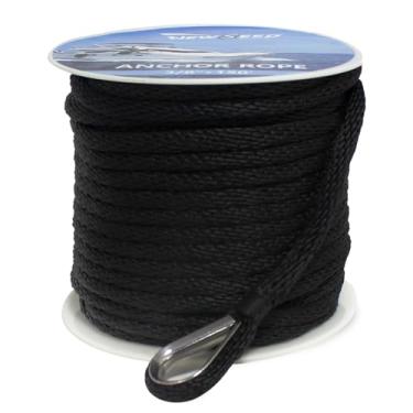 Imagem de NEWSEED Corda de âncora de 3/20.3 cm x 150FT Linha de Âncora de Barco Trançada Sólida – Resistência à ruptura de 1,830 kg, Corda de Grau Marítimo com Dedal Inoxidável 316 – Linha de Ancoragem