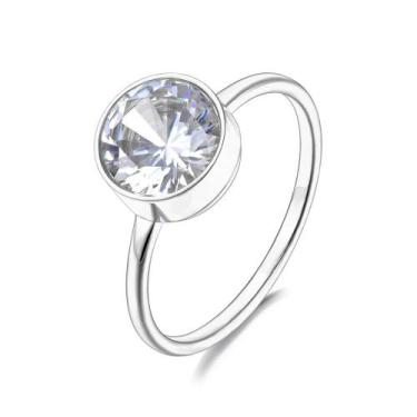Imagem de Anel de Noivado Feminino Banhado a Ouro 18K com Zircônia Cúbica, 8, R,
