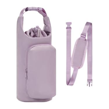 Imagem de Aymzbd Bolsa de garrafinha de água tampa de xícara de xícara com alça de ombro Bolsa da bolsa Manga de garrafa de água para de mochila, Roxo
