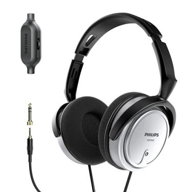Imagem de PHILIPS Fones de ouvido estéreo com fio Over Ear para Podcasts, fone de ouvido de monitoramento e gravação de estúdio para computador, teclado e guitarra com adaptador de adição de 6,3 mm (1/4") prata