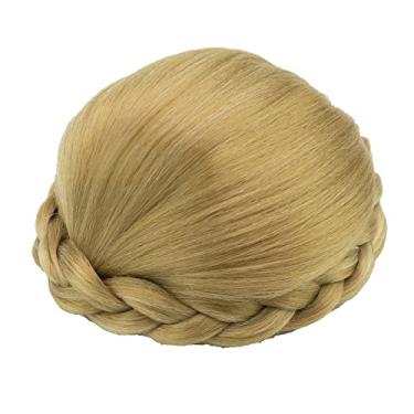 Imagem de IMISSU Capa de cabelo de dançarina de chignon trançado tamanho pequeno apliques de cabelo scrunchies coque peruca updo (M3 Loira Cinza)