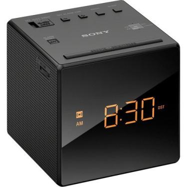 Imagem de Sony Rádio despertador AM/FM compacto reserva de bateria, controle de brilho ajustável, temporizador de sono programável, ajuste de horário de luz do dia, acabamento preto