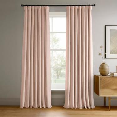 Imagem de HPD Half Price Drapes Cortinas blackout de veludo com assinatura de 203 cm de comprimento e bloqueio de luz total cortina blackout para quarto e sala de estar (1 painel), 127 cm L x 203 C, Rosey Dawn