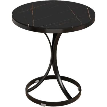 Imagem de Mesa De Café De Mármore Requintada, Mesa De Café Redonda, Mesa De Cabeceira Moderna Com Estrutura De Aço Resistente, Mesa De Sofá Para Sala De Estar, Quarto E Escritório, D, 40 * 40 * 55CM