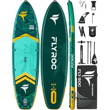 Imagem de Flyroc Prancha De Stand Up Paddle Inflável Extra Larga 11'6X35'', Capacidade Para 450 Lb, Adultos (X3), Sup Estável, Todos Os Níveis Habilidade, 3 Alças, Mochila 100 L, Remos, Bolsa Seca 5 L