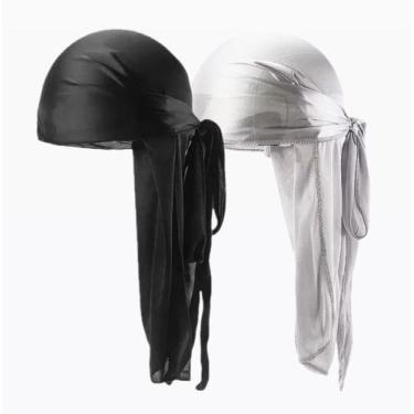 Imagem de Kit Duas Bandana Touca Waves Durag - Barbershopp62, Preto, Branco