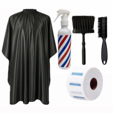 Imagem de Kit Barbeiro Completo Capa Espanador Borrifador Escova Golas - Barbers