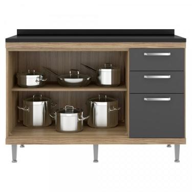 Imagem de Balcão Para Pia Calábria 2 Portas 3 Gavetas Multimóveis Argila/grafite