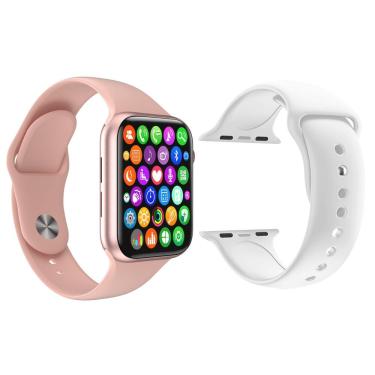 Imagem de Kit 1 Smartwatch W34 S Rosa Android Ios+Pulseira Branco