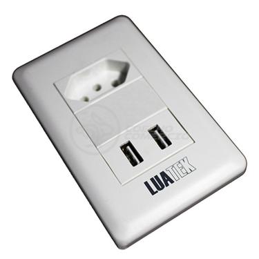 Imagem de Tomada De Parede 1 Entrada Fonte 2 Usb 5v 10a Bivolt