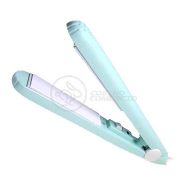 Imagem de Mini Chapinha Prancha Portátil 17cm Bivolt 110v220v Azul