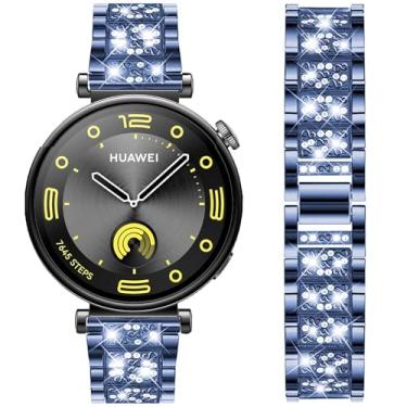Imagem de DEALELE Pulseiras de substituição compatíveis com Huawei Watch GT5 Pro de 42 mm/GT5 41 mm/GT4 de 41 mm/Fossil Gen 6/Gen 5E 42 mm/Garmin Venu 3S, pulseira de substituição de metal com strass brilhante