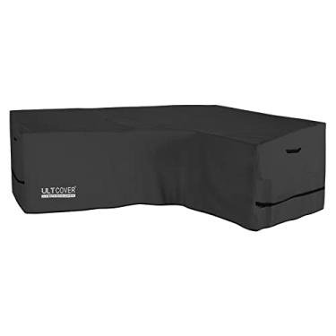 Imagem de ULTCOVER Capa de sofá de pátio em forma de L à prova d'água para sofá secional de 4 lugares ao ar livre 203 cm L (comprimento das costas) x 147 cm L (lado direito), preto