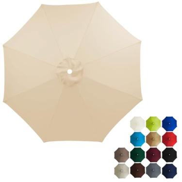 Imagem de Capa de reposição para guarda-sol de pátio com 6 nervuras e 8 nervuras, vários tamanhos, de 2 a 3 metros, tecido para cobertura externa, proteção solar, resistente à água(Beige,200cm/6.5ft(8 Ribs))