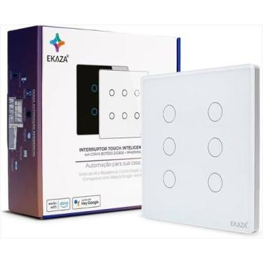 Imagem de Interruptor Inteligente Wi-Fi Eka Touch 6 Botões Branco - Ekaza