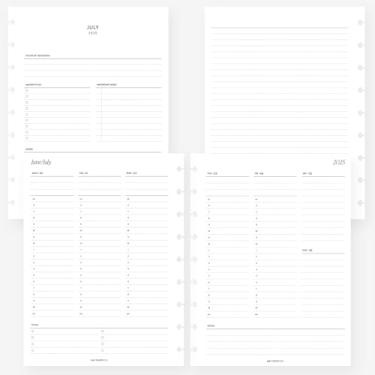 Imagem de MAY PAPER CO. 2025/2026 Classic Happy Planner Week on Two Pages Weekly Planner Insert Agenda Refil para 9-Discs Classic HP Notebook 19 x 23 cm (vertical a cada hora)