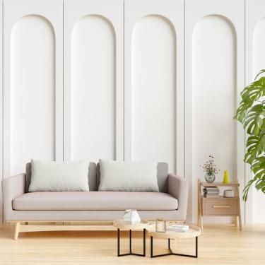 Imagem de Nuanchu Kit de moldagem de parede MDF com 4 conjuntos de arcos de 318 x 81,5 cm de arco pré-cortado placa de lambris e painel de parede de sarrafo, kit de acento pintável para decoração de casa quarto