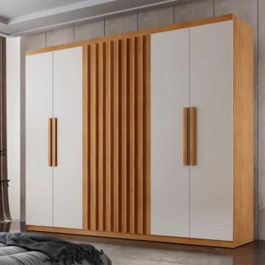 Imagem de Guarda Roupa Casal Ripado 6 Portas 100% Mdf Cairo - Naturale off white