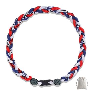 Imagem de Lmuwecno Colares de beisebol de 45,7 cm com três cordas trançadas, tornado, homens e mulheres, acessórios ideais para times de beisebol e entusiastas, 18.0, Nylon e silicone, Sem Pedra Preciosa