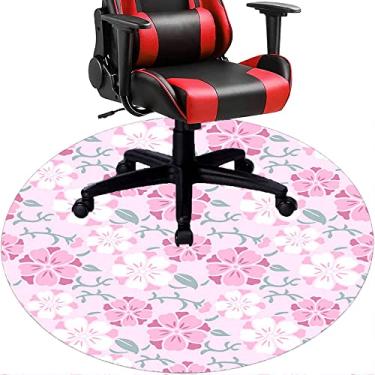 Imagem de Tapete de cadeira de escritório com flores, textura de flor, tapete de cadeira de mesa para piso de madeira de escritório em casa, protetor de piso de pilha baixa, redondo 78,7 cm