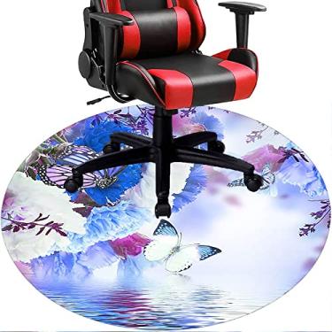 Imagem de Tapete de cadeira de escritório com flores, textura de flor, tapete de cadeira de mesa para piso de madeira de escritório em casa, protetor de piso de pilha baixa, redondo 78,7 cm