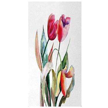 Imagem de Película de privacidade para janela artística, janela decorativa 3D, decalques de vitrais, adesivo de janela aderente estática não adesivo, L90 x C 190 cm magenta escarlate verde floresta