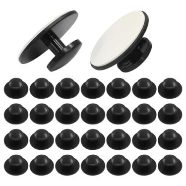 Imagem de Hordion 30 maçanetas autoadesivas de armário, puxadores autoadesivos para gavetas de plástico mini ajudante de puxadores de gaveta para janelas, guarda-roupas, gavetas, preto