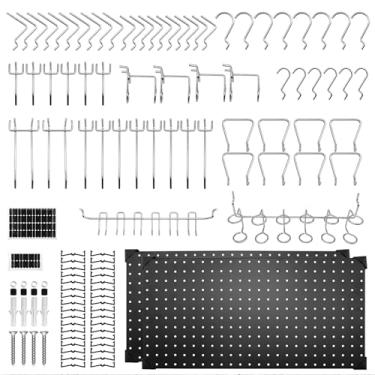 Imagem de Kit organizador de parede com 100 peças de metal preto, suporte de toalha de papel, organizadores de armário e armazenamento – Fácil armazenamento e organização para garagem, bancada, prateleiras
