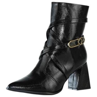 Imagem de Bota Feminina Verniz Salto Bloco Elegante Conforto Bebece-Feminino