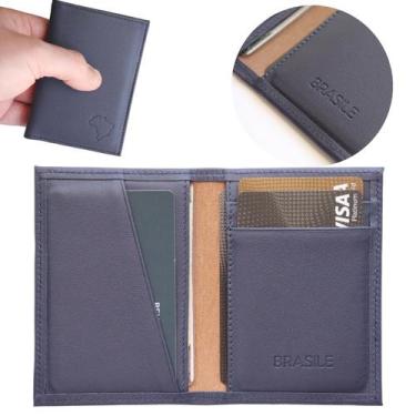 Imagem de Carteira Masculina Feminina Slim Mini Couro Marca BRASILE Atacado Fabr