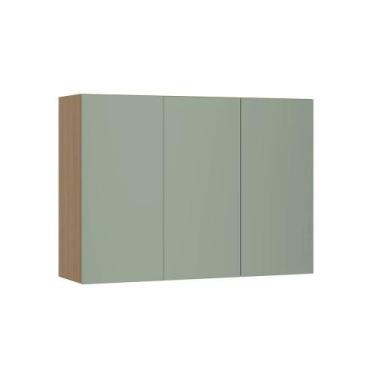 Imagem de Armário de Parede Modulado 120cm 3 Portas Slim Luciane, Freijó/Verde J