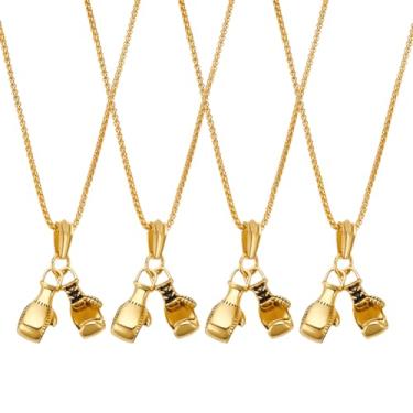 Imagem de UNICRAFTALE Colar com pingente de luvas de boxe masculino de metal punk, colar esportivo com pingente, joia ajustável, para presente, esportiva, fitness, colares, Metal, Sem Pedra Preciosa