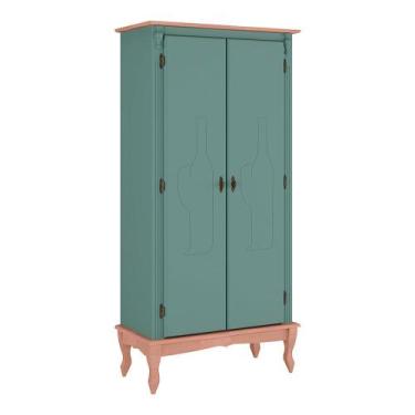 Imagem de Adega de Vinho de Madeira Antique Alta com 2 Portas de Madeira - 2073 