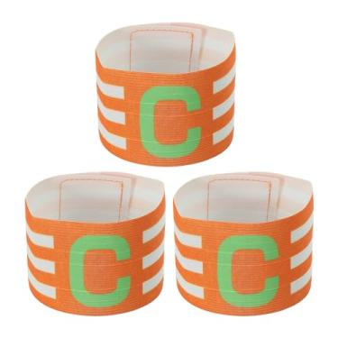 Imagem de PATIKIL Braçadeira de Capitão C de 30 x 6 cm, pacote com 3 emblemas de braço elástico unissex de nylon ajustável para treinamento de times jovens e adultos, laranja