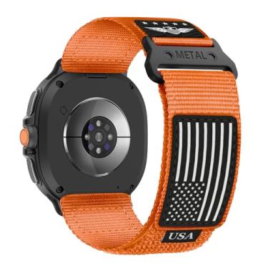 Imagem de Pulseira de nylon resistente para Samsung Galaxy Watch 8 de 40 mm e 44 mm/8 Classic 46 mm, masculina, feminina, macia, respirável, ajustável, estrelas, listras, bandeira para Galaxy Watch 8