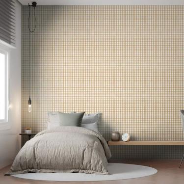 Imagem de Papel de Parede Revoada Xadrez Picnic Pincelada Marrom 4442