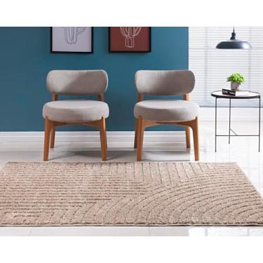 Imagem de Tapete Sala, Quarto, Escritório 3D Pelo em Shagy Alto Relevo, Antiderrapante Base Emborrada Jazz (Geometrico Trigo, 1,50m x 1,00m)