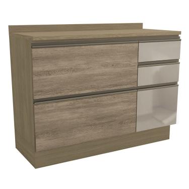 Imagem de Balcao Com Tampo 1P 3G Vidro 120 cm Maxxi G747 Nogal Kappesberg