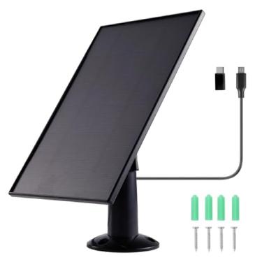 Imagem de Tangxi Painel Solar para Câmera do Alimentador de Pássaros, Carregador de Painel Solar de 8W Com Cabo de 9,8 Pés e Montagem Ajustável de 360 °, Fonte de Alimentação Continuamente para (Preto)