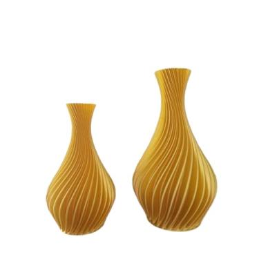 Imagem de Kit 2 Vasos Decorativos em Espiral Impressão decoração sala objetos decoração estante(Dourado)