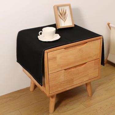 Imagem de Toalha de mesa lateral retangular pequena casa de fazenda de linho rústico cor sólida mesa de cabeceira lavável capa de poeira para sala de jantar quarto decoração de casa preta 40,6 cm x 89 cm