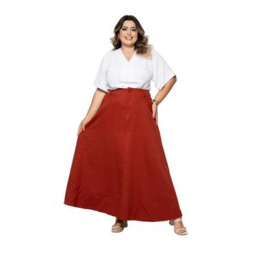 Imagem de Saia Longa Plus Size Alfaiataria, com Bolsos, moda feminina Evangélica