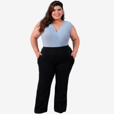 Imagem de Calça Flare Plus Size Feminina Bolso Bailarina Social Moda - Catwalk, 
