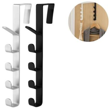 Imagem de Kit 2 Cabides Suporte Para Porta com 5 Ganchos para Pendurar - Kehome