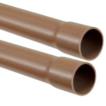 Imagem de Kit 2 Cano Tubo Pvc Soldável Marrom 50mm 1 Metro Hidráulic - FORTLEV