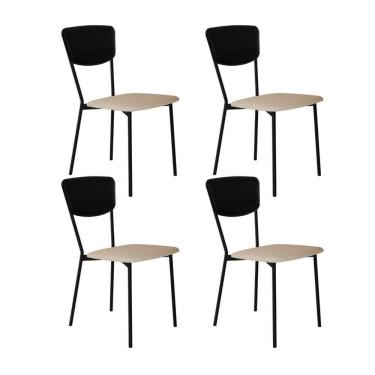 Imagem de Cadeira Vintage Retrô Fixa C-4 Pés 425 X 505 X 830 Mm C-4 Un. Cy.areia Lgt-cn.pto Areia Lgt-courino Preto